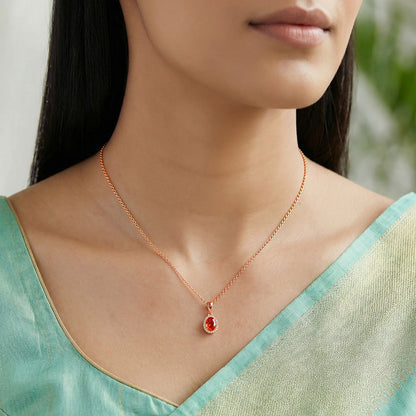 Rose Gold Vidhatri Pendant With Link Chain