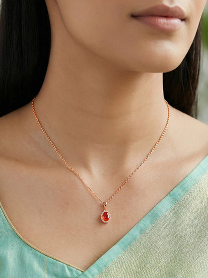 Rose Gold Vidhatri Pendant With Link Chain