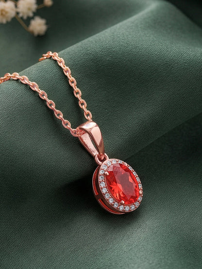 Rose Gold Vidhatri Pendant With Link Chain