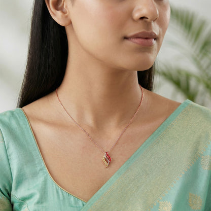 Rose Gold Mazu Pendant With Link Chain