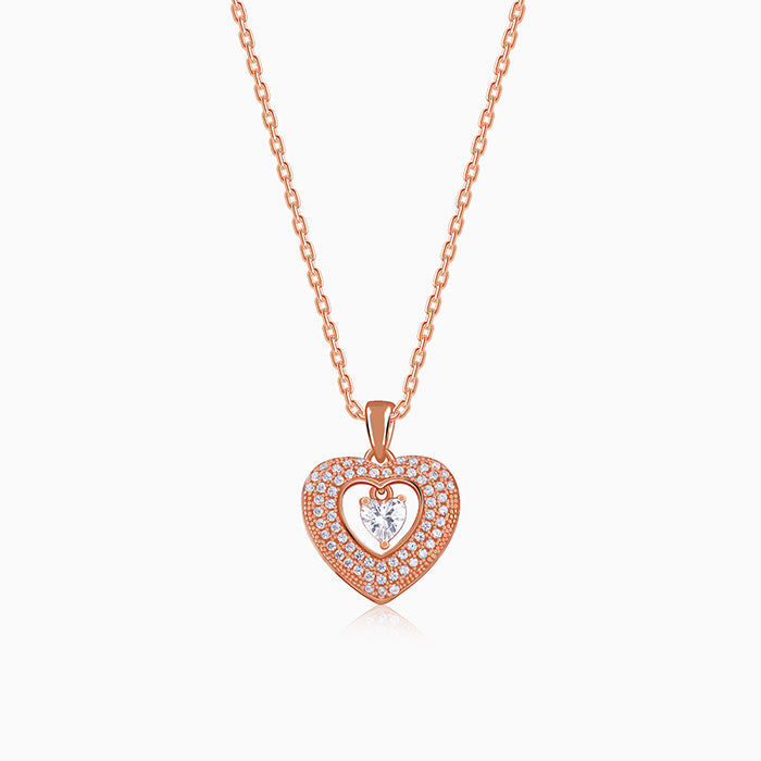 Rose Gold Celeste Heart Pendant With Link Chain