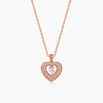 Rose Gold Celeste Heart Pendant With Link Chain