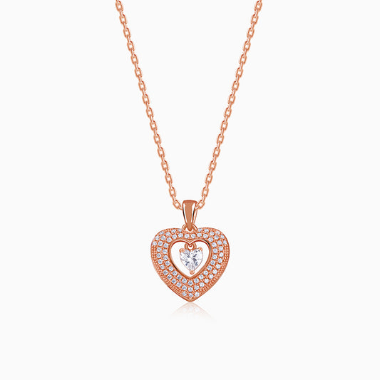 Rose Gold Celeste Heart Pendant With Link Chain