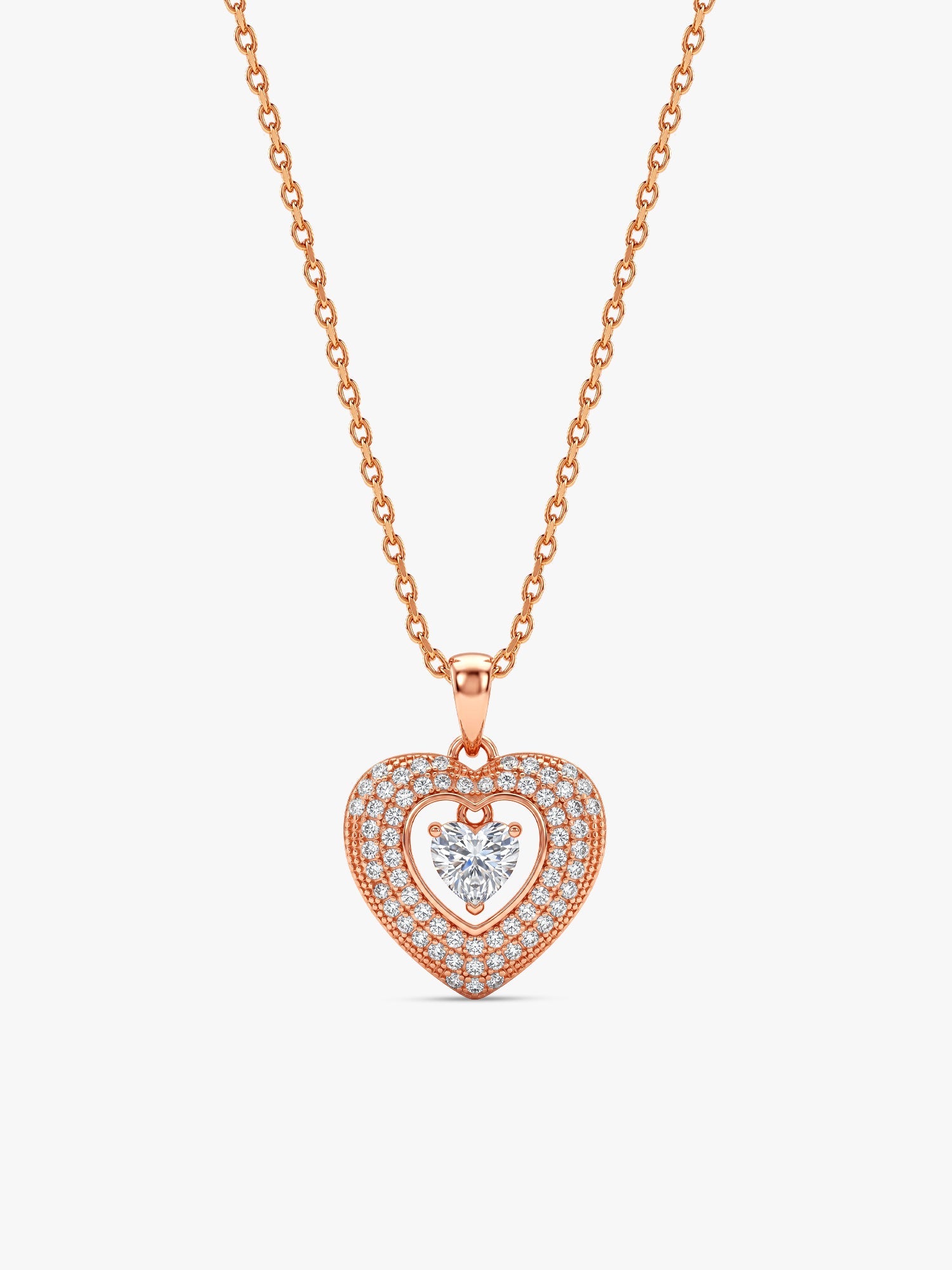 Rose Gold Celeste Heart Pendant With Link Chain