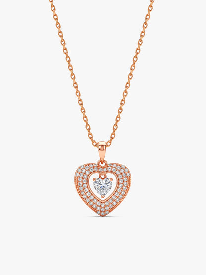 Rose Gold Celeste Heart Pendant With Link Chain