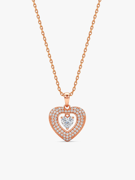Rose Gold Celeste Heart Pendant With Link Chain