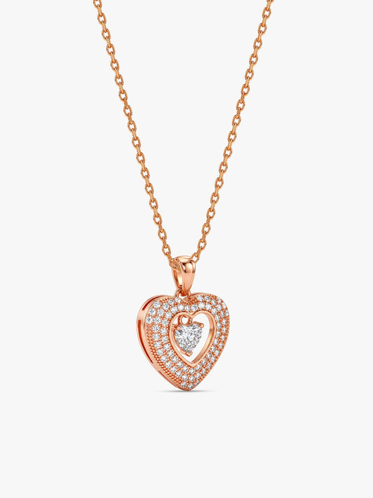 Rose Gold Celeste Heart Pendant With Link Chain