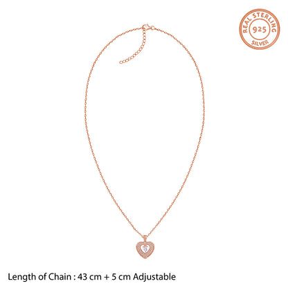 Rose Gold Celeste Heart Pendant With Link Chain