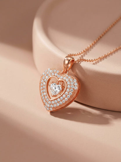 Rose Gold Celeste Heart Pendant With Link Chain