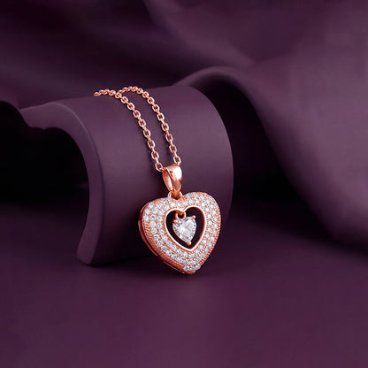Rose Gold Celeste Heart Pendant With Link Chain