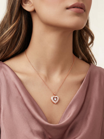 Rose Gold Celeste Heart Pendant With Link Chain