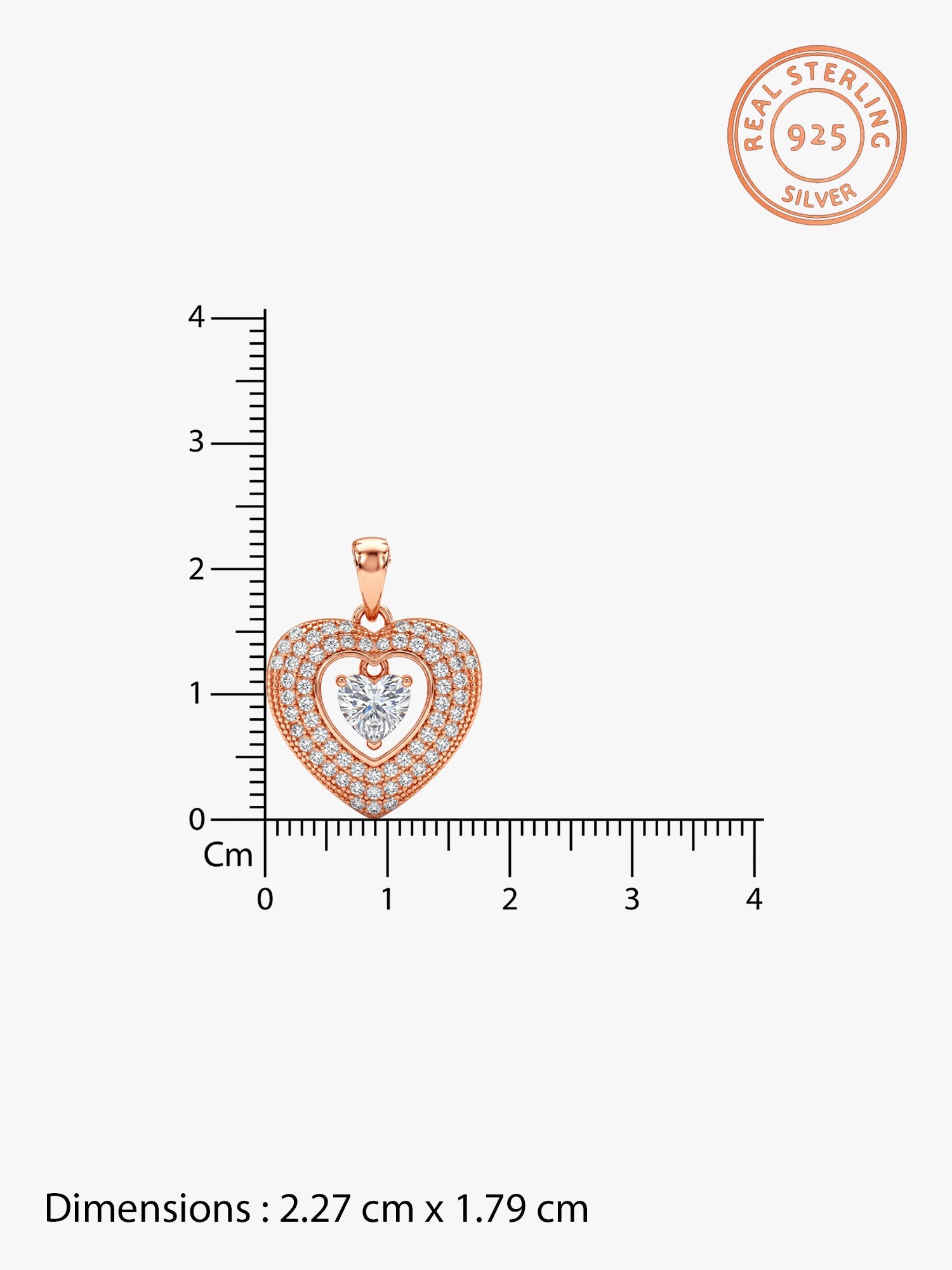 Rose Gold Celeste Heart Pendant With Link Chain
