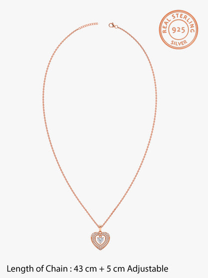 Rose Gold Celeste Heart Pendant With Link Chain