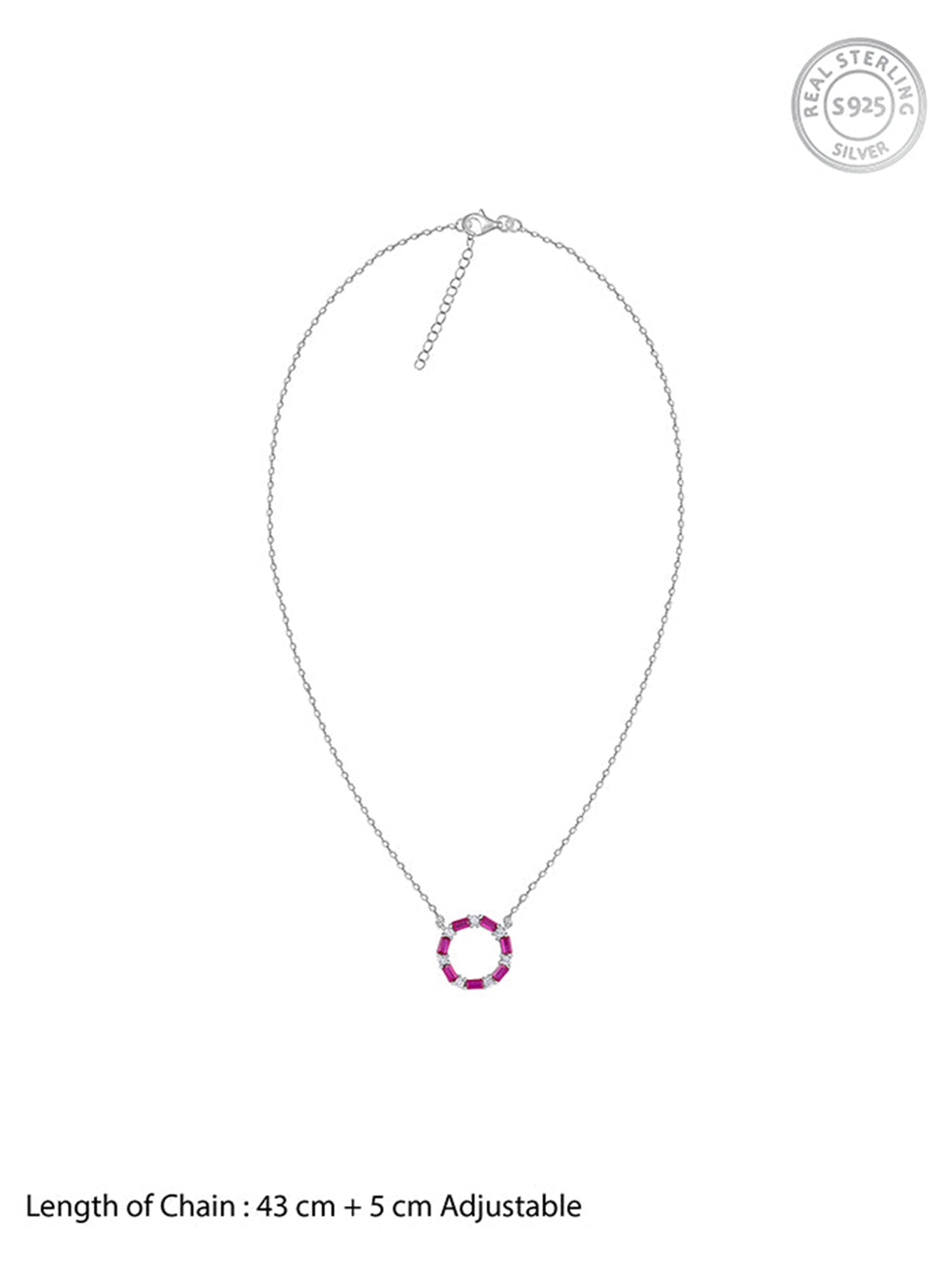 Silver Circle of Pink Necklace