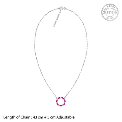 Silver Circle of Pink Necklace