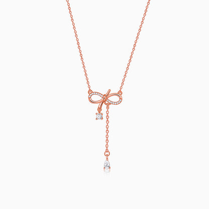Rose Gold Bow Shine Necklace