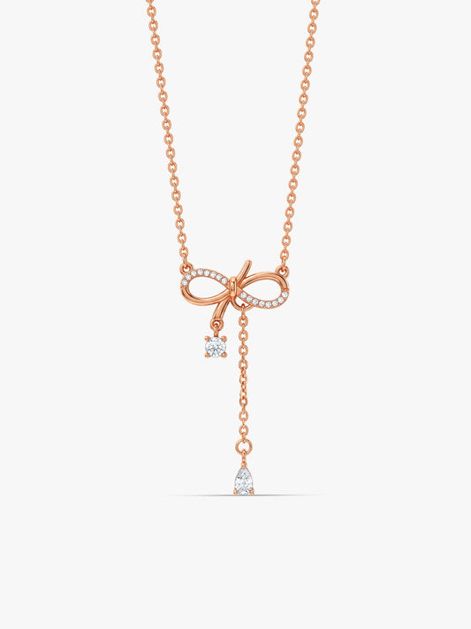 Rose Gold Bow Shine Necklace