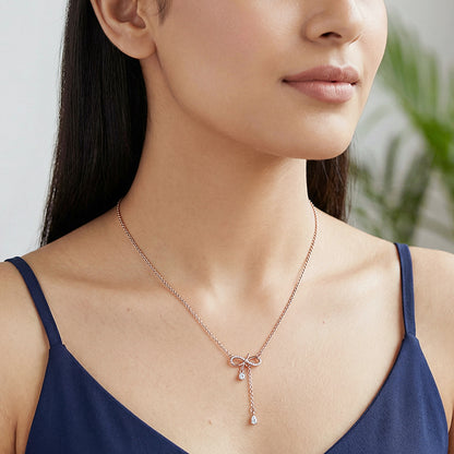Rose Gold Bow Shine Necklace