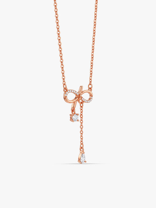 Rose Gold Bow Shine Necklace