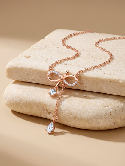 Rose Gold Bow Shine Necklace
