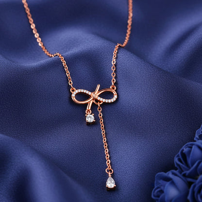 Rose Gold Bow Shine Necklace