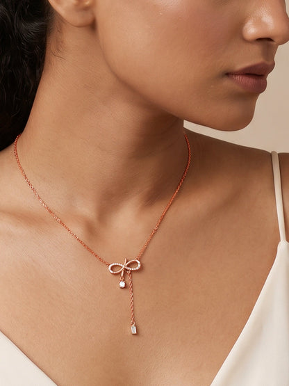 Rose Gold Bow Shine Necklace