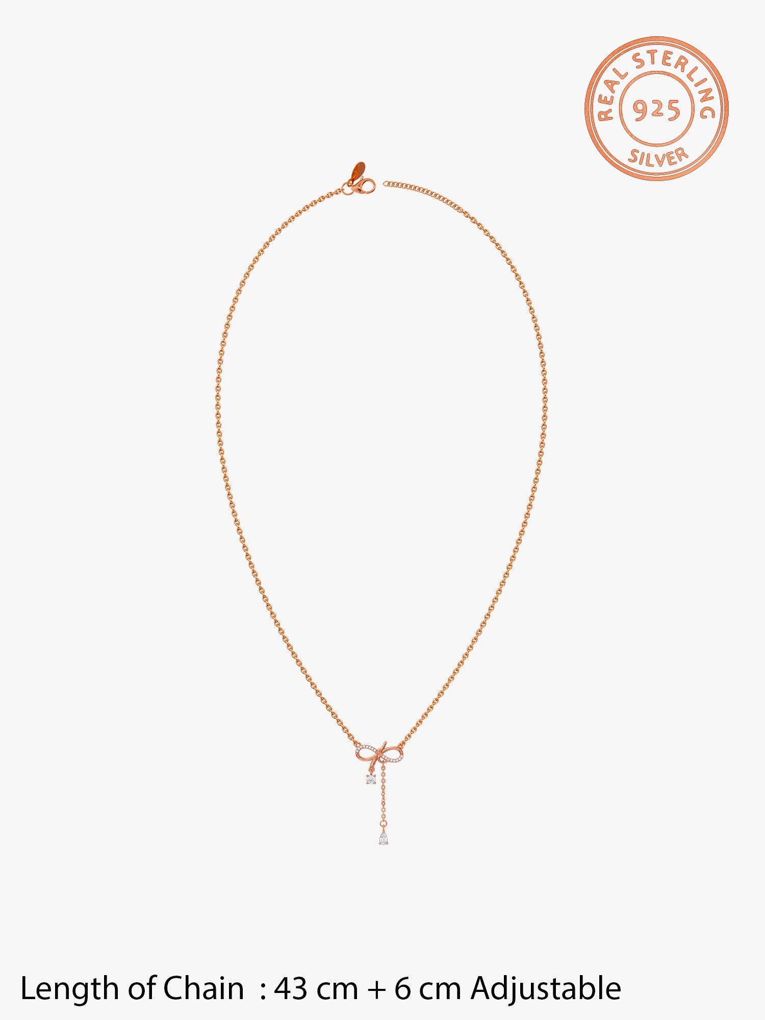 Rose Gold Bow Shine Necklace