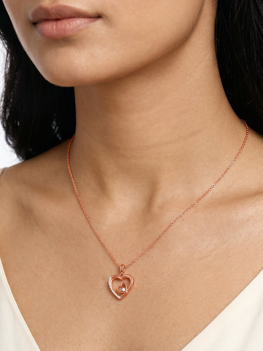 Rose Gold Rose Harmony Pendant With Link Chain