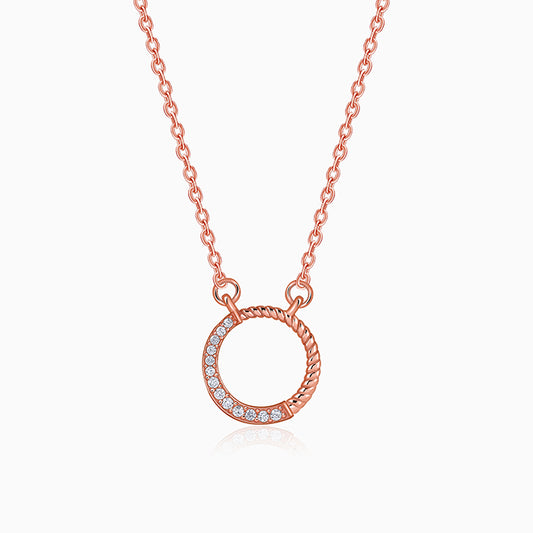 Rose Gold Gleaming Circle Necklace