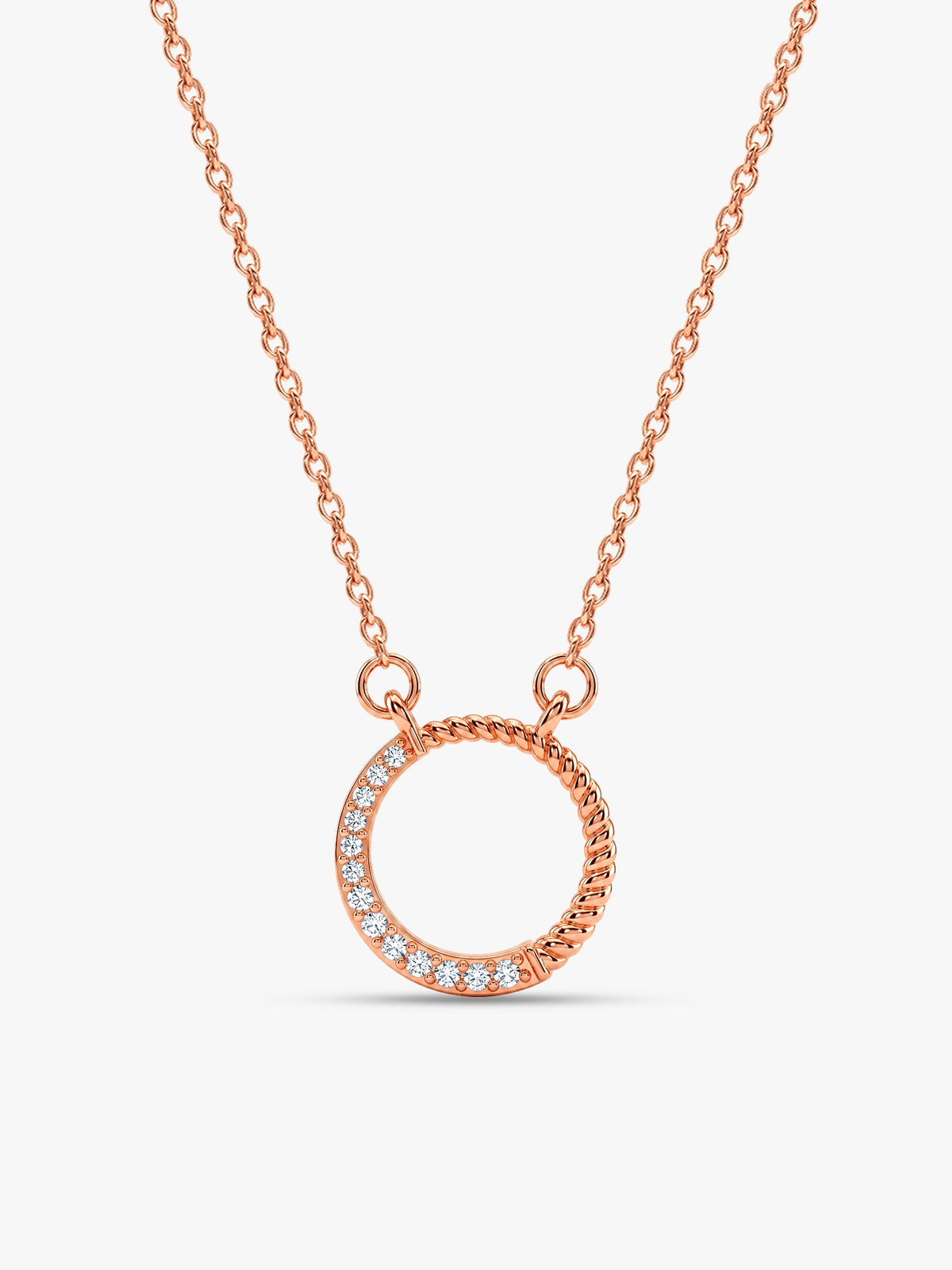 Rose Gold Gleaming Circle Necklace