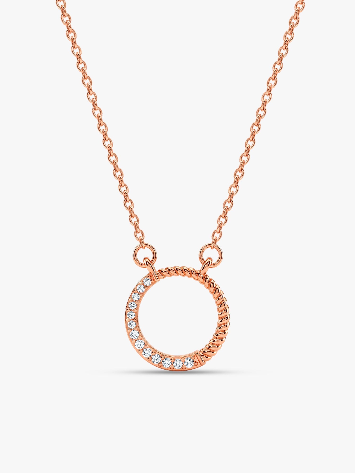 Rose Gold Gleaming Circle Necklace