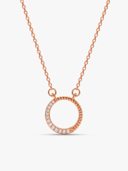Rose Gold Gleaming Circle Necklace