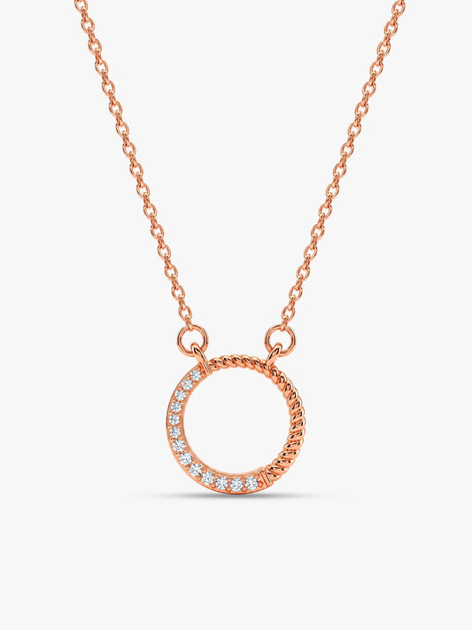Rose Gold Gleaming Circle Necklace