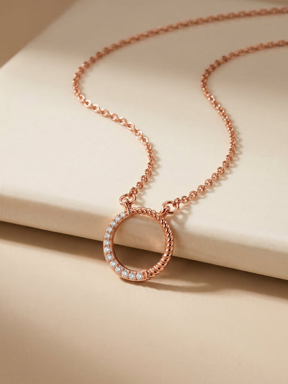Rose Gold Gleaming Circle Necklace
