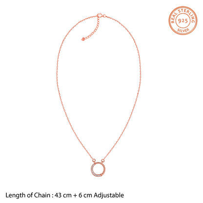 Rose Gold Gleaming Circle Necklace