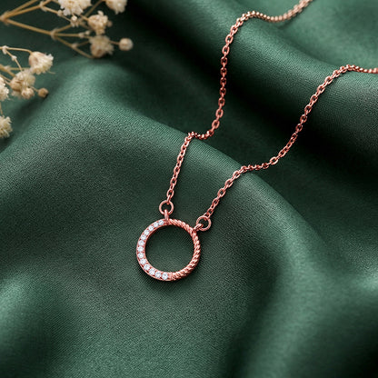 Rose Gold Gleaming Circle Necklace