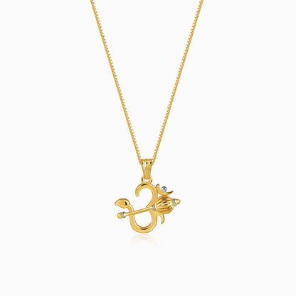 Dual Tone Om Gada Silver Pendant With Box Chain For Him