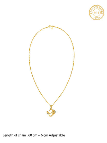 Dual Tone Om Gada Silver Pendant With Box Chain For Him