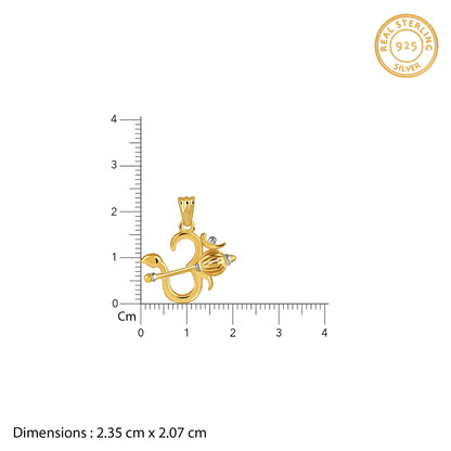 Dual Tone Om Gada Silver Pendant With Box Chain For Him