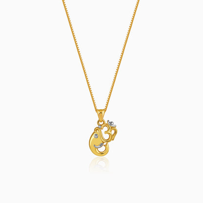 Dual Tone Om Ganesh Silver Pendant With Box Chain For Him