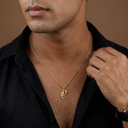 Dual Tone Om Ganesh Silver Pendant With Box Chain For Him