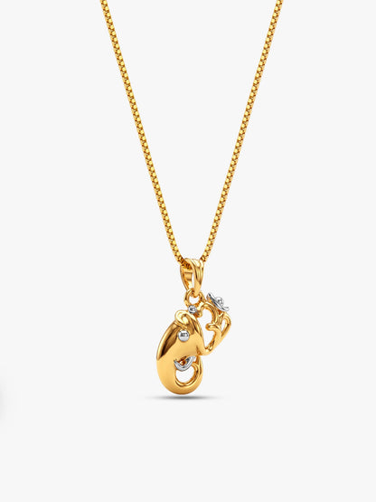 Dual Tone Om Ganesh Silver Pendant With Box Chain For Him