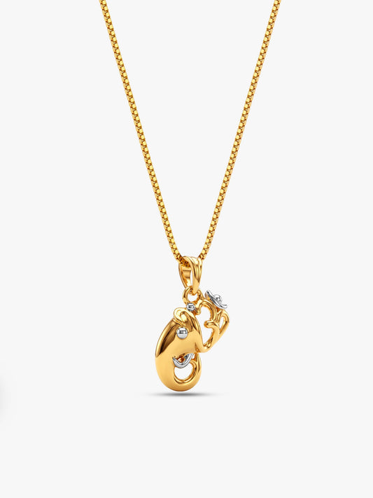 Dual Tone Om Ganesh Silver Pendant With Box Chain For Him