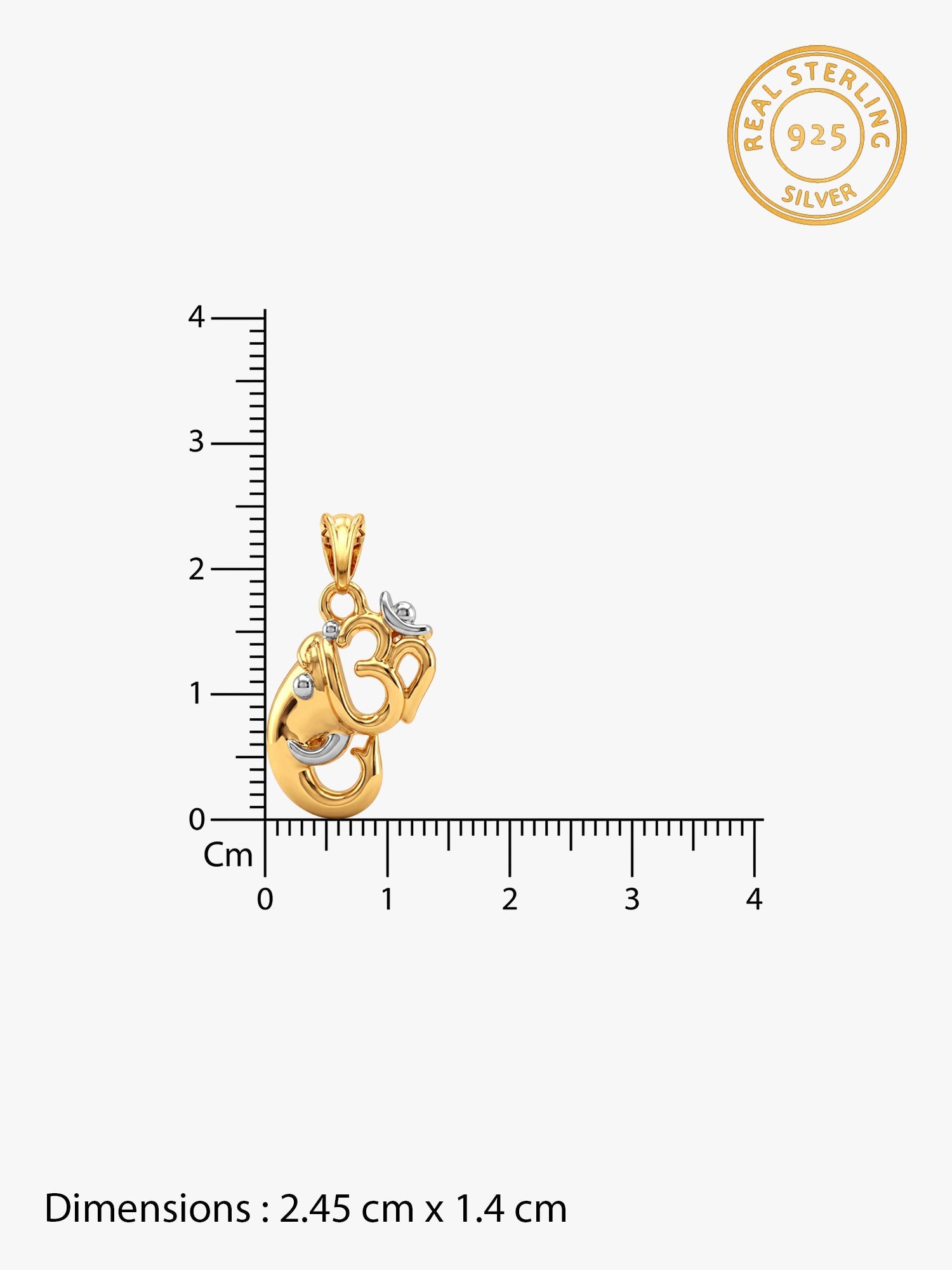 Dual Tone Om Ganesh Silver Pendant With Box Chain For Him