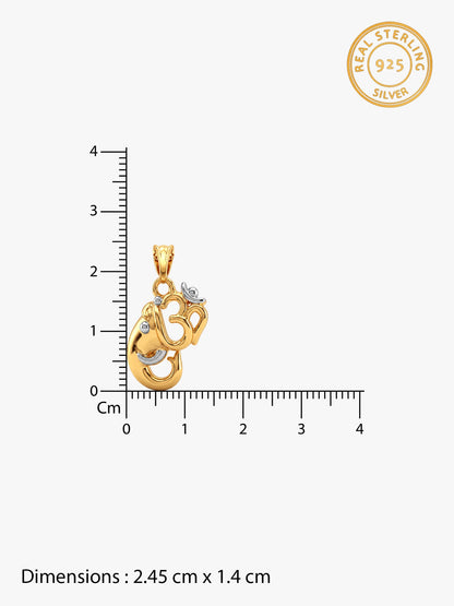 Dual Tone Om Ganesh Silver Pendant With Box Chain For Him