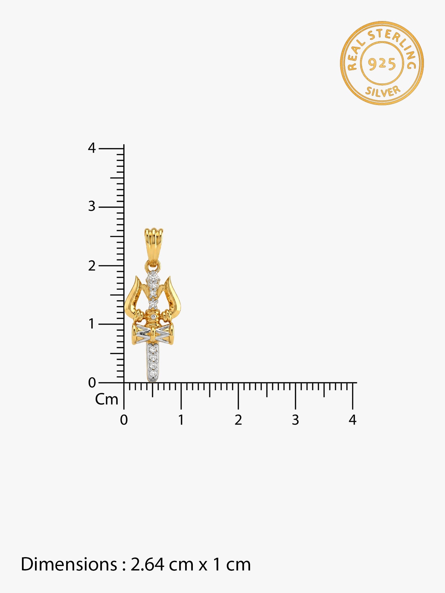 Dual Tone Mahadev Trishul Silver Pendant With Box Chain For Him