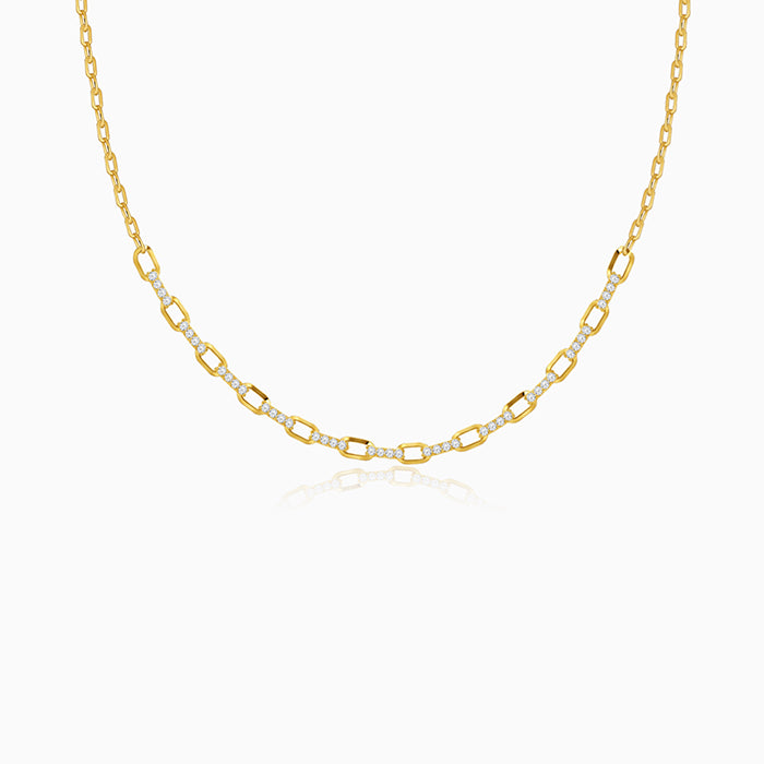 Golden Paperclip Link Chain Necklace