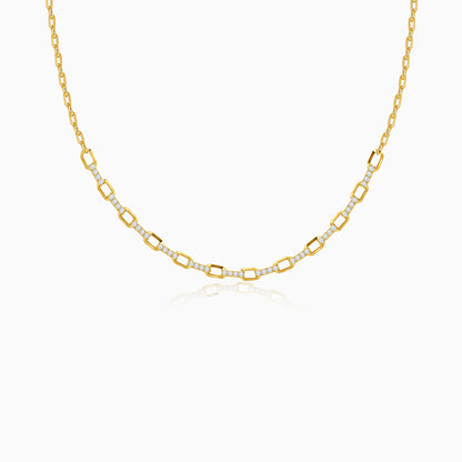 Golden Paperclip Link Chain Necklace