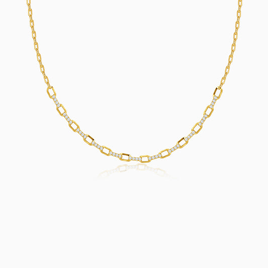 Golden Paperclip Link Chain Necklace