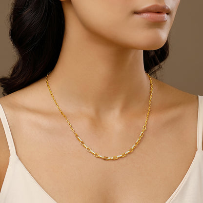 Golden Paperclip Link Chain Necklace